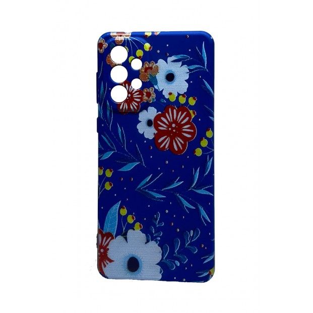 Samsung Galaxy A73 5G Kılıf Renkli Çiçekler desenli Mavi kapak Korumalı Kılıf