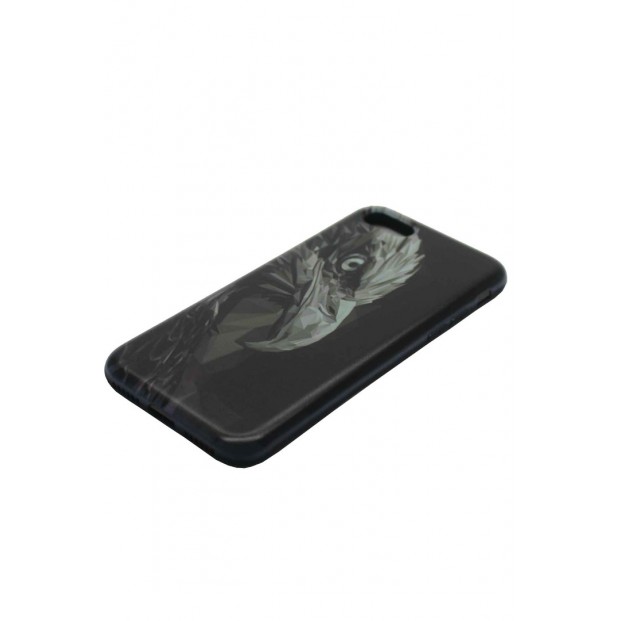 iPhone 7 Kılıf Kartal Desenli Siyah Kapak içi Kadife