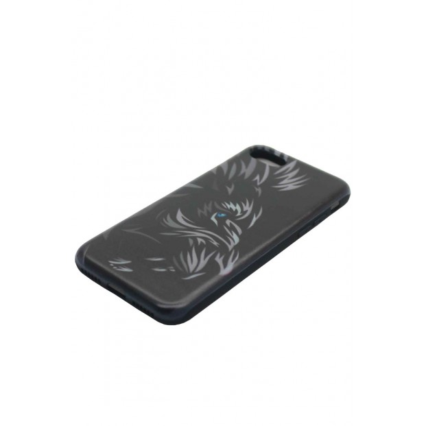 iPhone 7 Kılıf aslan desenli Siyah Lansman kapak içi kadife