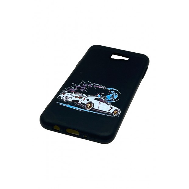 Samsung Galaxy J7 Prime Spor Araba (GTR) Semboller desenli Siyah kapak Korumalı Kılıf