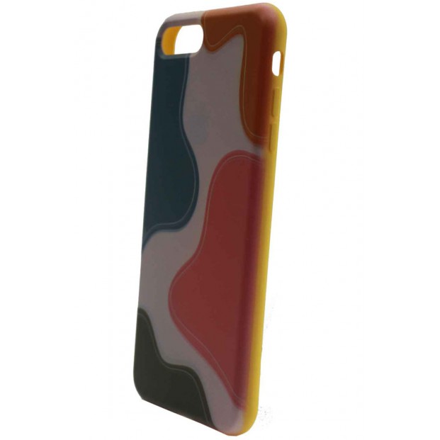 Apple iPhone 8 Plus Kapak Dalga Desenli Sarı Renk Kılıf Darbe Emicili