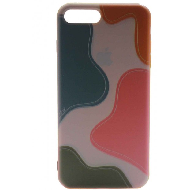 Apple iPhone 8 Plus Kapak Dalga Desenli Sarı Renk Kılıf Darbe Emicili