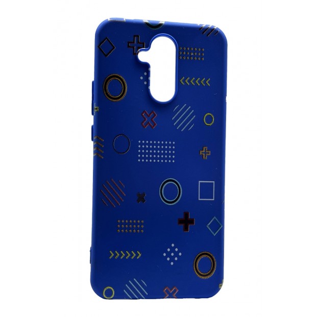 Huawei Mate 20 Lite Mini Geometrik Semboller desenli Mavi kapak Korumalı Kılıf