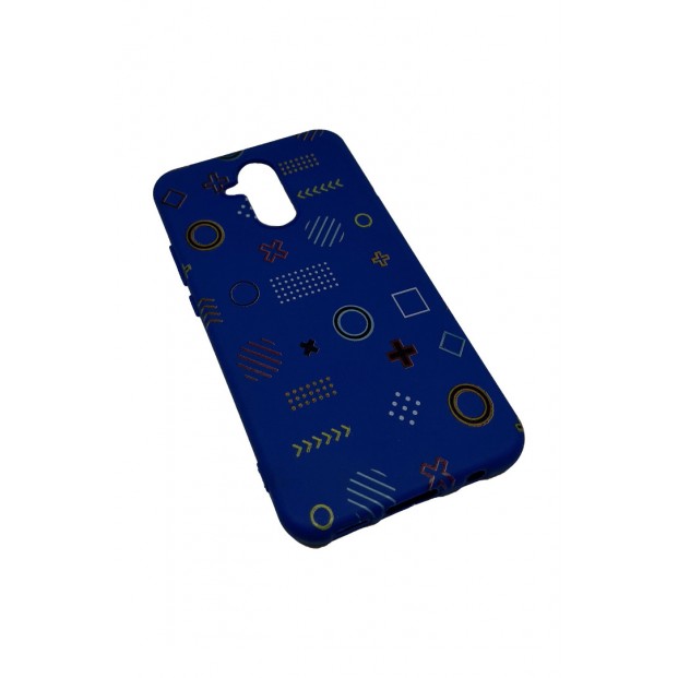 Huawei Mate 20 Lite Mini Geometrik Semboller desenli Mavi kapak Korumalı Kılıf
